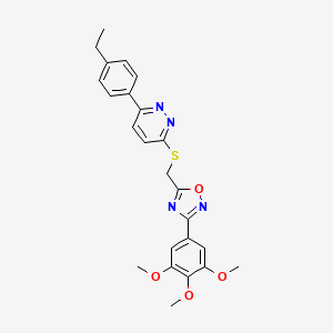 molecular formula C24H24N4O4S B2426809 3-(4-Ethylphenyl)-6-({[3-(3,4,5-trimethoxyphenyl)-1,2,4-oxadiazol-5-yl]methyl}thio)pyridazine CAS No. 1115285-31-8