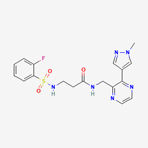 3-(2-fluorophenylsulfonamido)-N-((3-(1-methyl-1H-pyrazol-4-yl)pyrazin-2-yl)methyl)propanamide