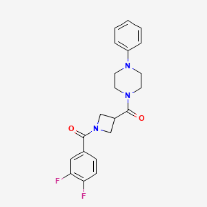 molecular formula C21H21F2N3O2 B2426834 (1-(3,4-二氟苯甲酰)氮杂环丁烷-3-基)(4-苯基哌嗪-1-基)甲苯酮 CAS No. 1286718-90-8