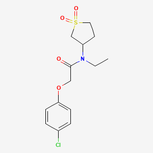 molecular formula C14H18ClNO4S B2426836 2-(4-氯苯氧基)-N-(1,1-二氧代-1lambda6-硫杂环丁烷-3-基)-N-乙基乙酰胺 CAS No. 874788-48-4