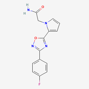 molecular formula C14H11FN4O2 B2426841 2-(2-(3-(4-fluorophenyl)-1,2,4-oxadiazol-5-yl)-1H-pyrrol-1-yl)acetamide CAS No. 1260916-88-8
