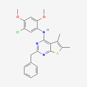 molecular formula C23H22ClN3O2S B2426851 2-苄基-N-(5-氯-2,4-二甲氧基苯基)-5,6-二甲基噻吩并[2,3-d]嘧啶-4-胺 CAS No. 452052-62-9