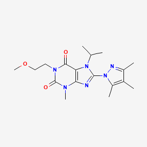 molecular formula C18H26N6O3 B2426859 7-异丙基-1-(2-甲氧基乙基)-3-甲基-8-(3,4,5-三甲基-1H-吡唑-1-基)-1H-嘧啶-2,6(3H,7H)-二酮 CAS No. 1014010-91-3