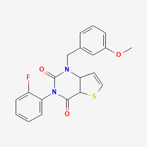 molecular formula C20H15FN2O3S B2426864 3-(2-氟苯基)-1-[(3-甲氧基苯基)甲基]-1H,2H,3H,4H-噻吩并[3,2-d]嘧啶-2,4-二酮 CAS No. 1326849-03-9