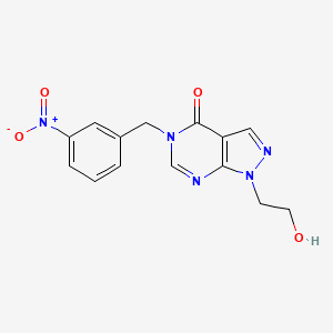 molecular formula C14H13N5O4 B2426868 1-(2-Hydroxyethyl)-5-[(3-nitrophenyl)methyl]pyrazolo[3,4-d]pyrimidin-4-one CAS No. 900011-72-5