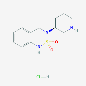 molecular formula C12H18ClN3O2S B2426872 (S)-3-Piperidin-3-yl-3,4-dihydro-1H-benzo[1,2,6]thiadiazine 2,2-dioxide hydrochloride CAS No. 1389310-34-2