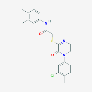 molecular formula C21H20ClN3O2S B2426874 2-[4-(3-chloro-4-methylphenyl)-3-oxopyrazin-2-yl]sulfanyl-N-(3,4-dimethylphenyl)acetamide CAS No. 899944-33-3