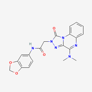 molecular formula C20H18N6O4 B2426877 N-(苯并[d][1,3]二氧杂环-5-基)-2-(4-(二甲氨基)-1-氧代-[1,2,4]三唑并[4,3-a]喹喔啉-2(1H)-基)乙酰胺 CAS No. 1242899-64-4