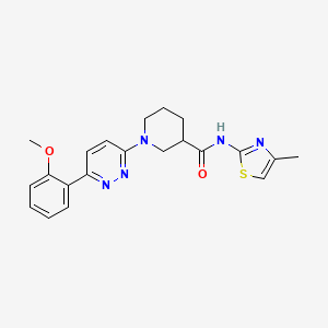molecular formula C21H23N5O2S B2426881 1-(6-(2-甲氧基苯基)吡哒嗪-3-基)-N-(4-甲基噻唑-2-基)哌啶-3-甲酰胺 CAS No. 1173037-33-6
