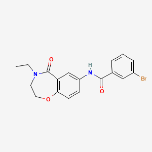 molecular formula C18H17BrN2O3 B2426884 3-bromo-N-(4-ethyl-5-oxo-2,3,4,5-tetrahydrobenzo[f][1,4]oxazepin-7-yl)benzamide CAS No. 922128-52-7