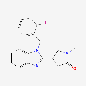 molecular formula C19H18FN3O B2426886 4-{1-[(2-Fluorophenyl)methyl]benzimidazol-2-yl}-1-methylpyrrolidin-2-one CAS No. 912890-56-3