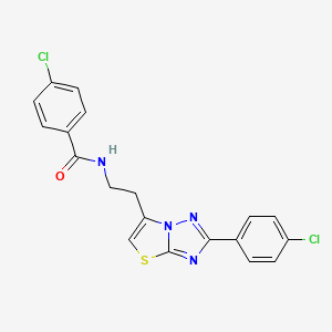 molecular formula C19H14Cl2N4OS B2426888 4-chloro-N-(2-(2-(4-chlorophenyl)thiazolo[3,2-b][1,2,4]triazol-6-yl)ethyl)benzamide CAS No. 894044-54-3