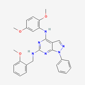 molecular formula C27H26N6O3 B2426892 N~4~-(2,5-二甲氧基苯基)-N~6~-(2-甲氧基苄基)-1-苯基-1H-吡唑并[3,4-d]嘧啶-4,6-二胺 CAS No. 955305-13-2