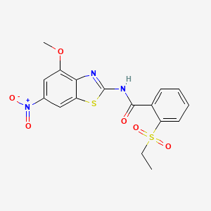 molecular formula C17H15N3O6S2 B2426901 2-(ethylsulfonyl)-N-(4-methoxy-6-nitrobenzo[d]thiazol-2-yl)benzamide CAS No. 886921-42-2