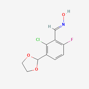 molecular formula C10H9ClFNO3 B2426902 N-{[2-chloro-3-(1,3-dioxolan-2-yl)-6-fluorophenyl]methylidene}hydroxylamine CAS No. 1807888-07-8
