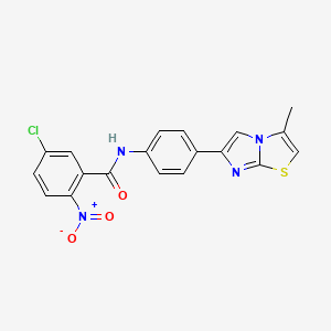 molecular formula C19H13ClN4O3S B2426911 5-chloro-N-(4-(3-methylimidazo[2,1-b]thiazol-6-yl)phenyl)-2-nitrobenzamide CAS No. 893986-36-2