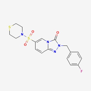 molecular formula C17H17FN4O3S2 B2426918 2-(4-fluorobenzyl)-6-(thiomorpholinosulfonyl)-[1,2,4]triazolo[4,3-a]pyridin-3(2H)-one CAS No. 1251559-68-8