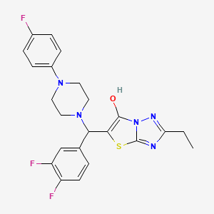 molecular formula C23H22F3N5OS B2426922 5-((3,4-二氟苯基)(4-(4-氟苯基)哌嗪-1-基)甲基)-2-乙基噻唑并[3,2-b][1,2,4]三唑-6-醇 CAS No. 886914-91-6