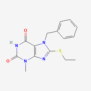 molecular formula C15H16N4O2S B2426927 7-Benzyl-8-ethylsulfanyl-3-methylpurine-2,6-dione CAS No. 301354-18-7