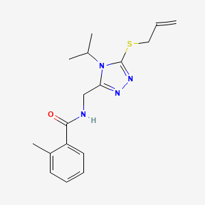molecular formula C17H22N4OS B2426929 N-{[5-(allylsulfanyl)-4-isopropyl-4H-1,2,4-triazol-3-yl]methyl}-2-methylbenzenecarboxamide CAS No. 400085-68-9