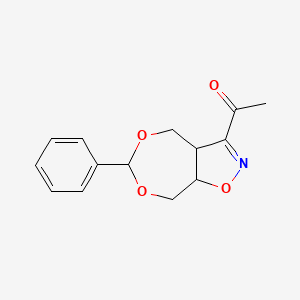 molecular formula C14H15NO4 B2426936 1-(6-Phenyl-3a,4,8,8a-tetrahydro[1,3]dioxepino[5,6-d]isoxazol-3-yl)-1-ethanone CAS No. 317820-36-3