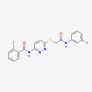 2-fluoro-N-(6-((2-((3-fluorophenyl)amino)-2-oxoethyl)thio)pyridazin-3-yl)benzamide