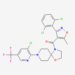 molecular formula C24H20Cl3F3N4O3 B2426962 {8-[3-Chloro-5-(trifluoromethyl)-2-pyridinyl]-1-oxa-4,8-diazaspiro[4.5]dec-4-yl}[3-(2,6-dichlorophenyl)-5-methyl-4-isoxazolyl]methanone CAS No. 338761-22-1
