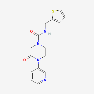 molecular formula C15H16N4O2S B2426964 3-Oxo-4-pyridin-3-yl-N-(thiophen-2-ylmethyl)piperazine-1-carboxamide CAS No. 2320536-62-5