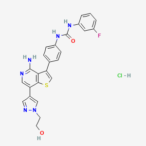 molecular formula C25H22ClFN6O2S B2426967 Ilorasertib hydrochloride CAS No. 1847485-91-9