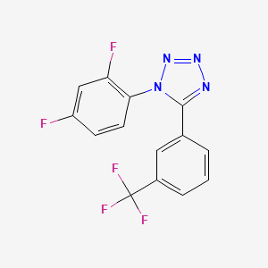 molecular formula C14H7F5N4 B2426974 1-(2,4-difluorophenyl)-5-[3-(trifluoromethyl)phenyl]-1H-1,2,3,4-tetraazole CAS No. 339108-56-4