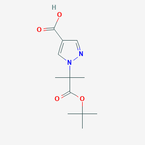 molecular formula C12H18N2O4 B2426981 1-(2-tert-butoxy-1,1-dimethyl-2-oxoethyl)-1H-pyrazole-4-carboxylic acid CAS No. 1856031-03-2