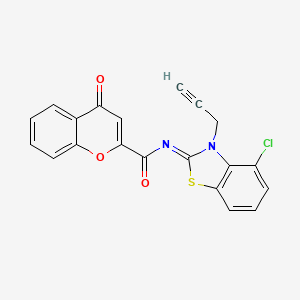 molecular formula C20H11ClN2O3S B2426982 N-(4-氯-3-丙-2-炔基-1,3-苯并噻唑-2-亚甲基)-4-氧代色满-2-甲酰胺 CAS No. 868378-00-1