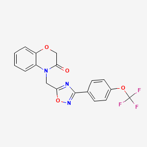 molecular formula C18H12F3N3O4 B2426988 4-((3-(4-(trifluoromethoxy)phenyl)-1,2,4-oxadiazol-5-yl)methyl)-2H-benzo[b][1,4]oxazin-3(4H)-one CAS No. 1251604-13-3