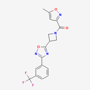 molecular formula C17H13F3N4O3 B2426989 (5-Methylisoxazol-3-yl)(3-(3-(3-(trifluoromethyl)phenyl)-1,2,4-oxadiazol-5-yl)azetidin-1-yl)methanone CAS No. 1396791-72-2