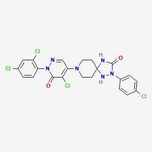 8-(5-Chloro-1-(2,4-dichlorophenyl)-6-oxo-1,6-dihydro-4-pyridazinyl)-2-(4-chlorophenyl)-1,2,4,8-tetraazaspiro(4.5)decan-3-one