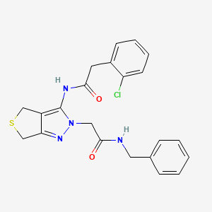 molecular formula C22H21ClN4O2S B2426993 N-benzyl-2-(3-(2-(2-chlorophenyl)acetamido)-4,6-dihydro-2H-thieno[3,4-c]pyrazol-2-yl)acetamide CAS No. 1105217-92-2