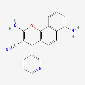 molecular formula C19H14N4O B2426995 2,7-diamino-4-(pyridin-3-yl)-4H-benzo[h]chromene-3-carbonitrile CAS No. 1272756-44-1