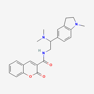 molecular formula C23H25N3O3 B2426997 N-(2-(dimethylamino)-2-(1-methylindolin-5-yl)ethyl)-2-oxo-2H-chromene-3-carboxamide CAS No. 922136-49-0