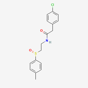 molecular formula C17H18ClNO2S B2427002 2-(4-Chlorophenyl)-N-(2-((4-methylphenyl)sulfinyl)ethyl)acetamide CAS No. 477710-73-9