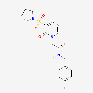 molecular formula C18H20FN3O4S B2427003 N-(4-fluorobenzyl)-2-(2-oxo-3-(pyrrolidin-1-ylsulfonyl)pyridin-1(2H)-yl)acetamide CAS No. 1251705-16-4