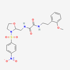 molecular formula C21H24N4O8S B2427004 N1-(2-methoxyphenethyl)-N2-((3-((4-nitrophenyl)sulfonyl)oxazolidin-2-yl)methyl)oxalamide CAS No. 868982-01-8