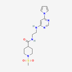N-(2-((6-(1H-pyrrol-1-yl)pyrimidin-4-yl)amino)ethyl)-1-(methylsulfonyl)piperidine-4-carboxamide