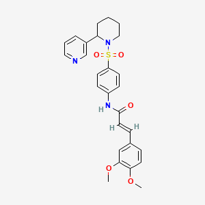 (E)-3-(3,4-dimethoxyphenyl)-N-(4-((2-(pyridin-3-yl)piperidin-1-yl)sulfonyl)phenyl)acrylamide