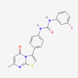 molecular formula C20H15FN4O2S B2427025 1-(3-fluorophenyl)-3-(4-(7-methyl-5-oxo-5H-thiazolo[3,2-a]pyrimidin-3-yl)phenyl)urea CAS No. 1172704-34-5