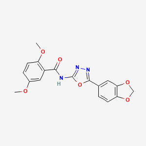 molecular formula C18H15N3O6 B2427040 N-(5-(苯并[d][1,3]二氧杂环-5-基)-1,3,4-恶二唑-2-基)-2,5-二甲氧基苯甲酰胺 CAS No. 1021225-14-8