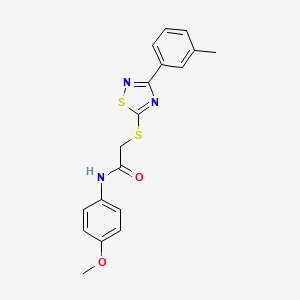 molecular formula C18H17N3O2S2 B2427042 N-(4-methoxyphenyl)-2-((3-(m-tolyl)-1,2,4-thiadiazol-5-yl)thio)acetamide CAS No. 864917-94-2