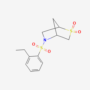 molecular formula C13H17NO4S2 B2427043 5-((2-乙基苯基)磺酰基)-2-硫杂-5-氮杂双环[2.2.1]庚烷 2,2-二氧化物 CAS No. 2034611-37-3