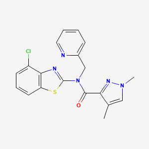 molecular formula C19H16ClN5OS B2427048 N-(4-chlorobenzo[d]thiazol-2-yl)-1,4-dimethyl-N-(pyridin-2-ylmethyl)-1H-pyrazole-3-carboxamide CAS No. 1203339-61-0