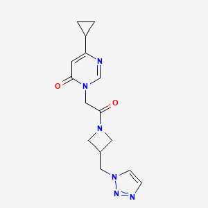 molecular formula C15H18N6O2 B2427067 6-Cyclopropyl-3-[2-oxo-2-[3-(triazol-1-ylmethyl)azetidin-1-yl]ethyl]pyrimidin-4-one CAS No. 2309555-86-8