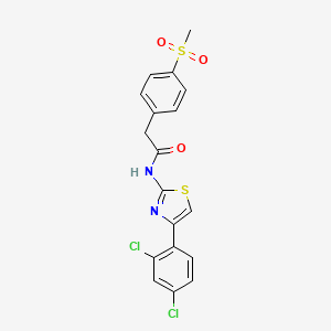 molecular formula C18H14Cl2N2O3S2 B2427072 N-(4-(2,4-dichlorophenyl)thiazol-2-yl)-2-(4-(methylsulfonyl)phenyl)acetamide CAS No. 919851-19-7